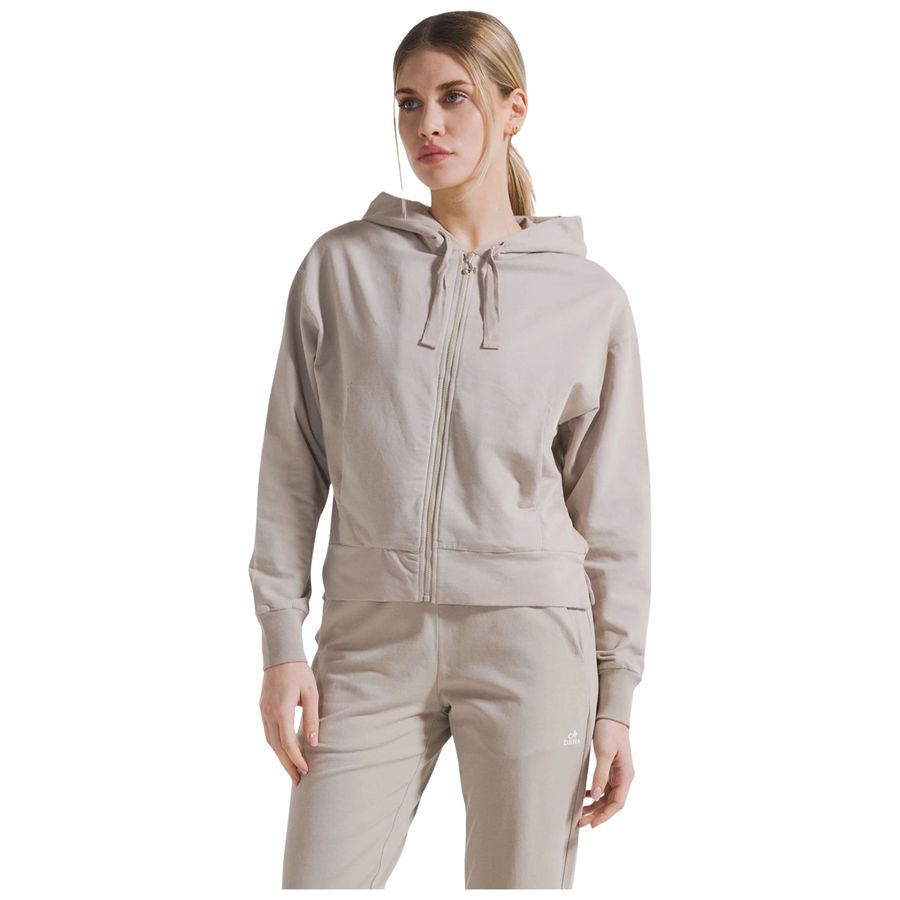 Felpa con cappuccio full-zip in tessuto stretch beige da donna Deha | D4225057005